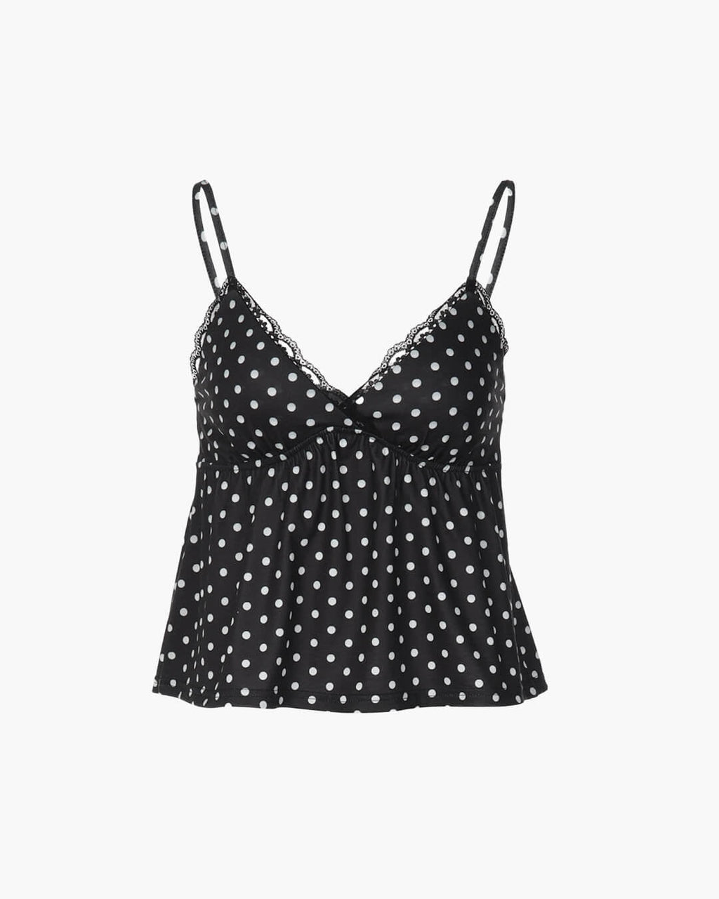 Audrey Dot Print Lace Trim Camisole - Women's Everyday Fashion Top