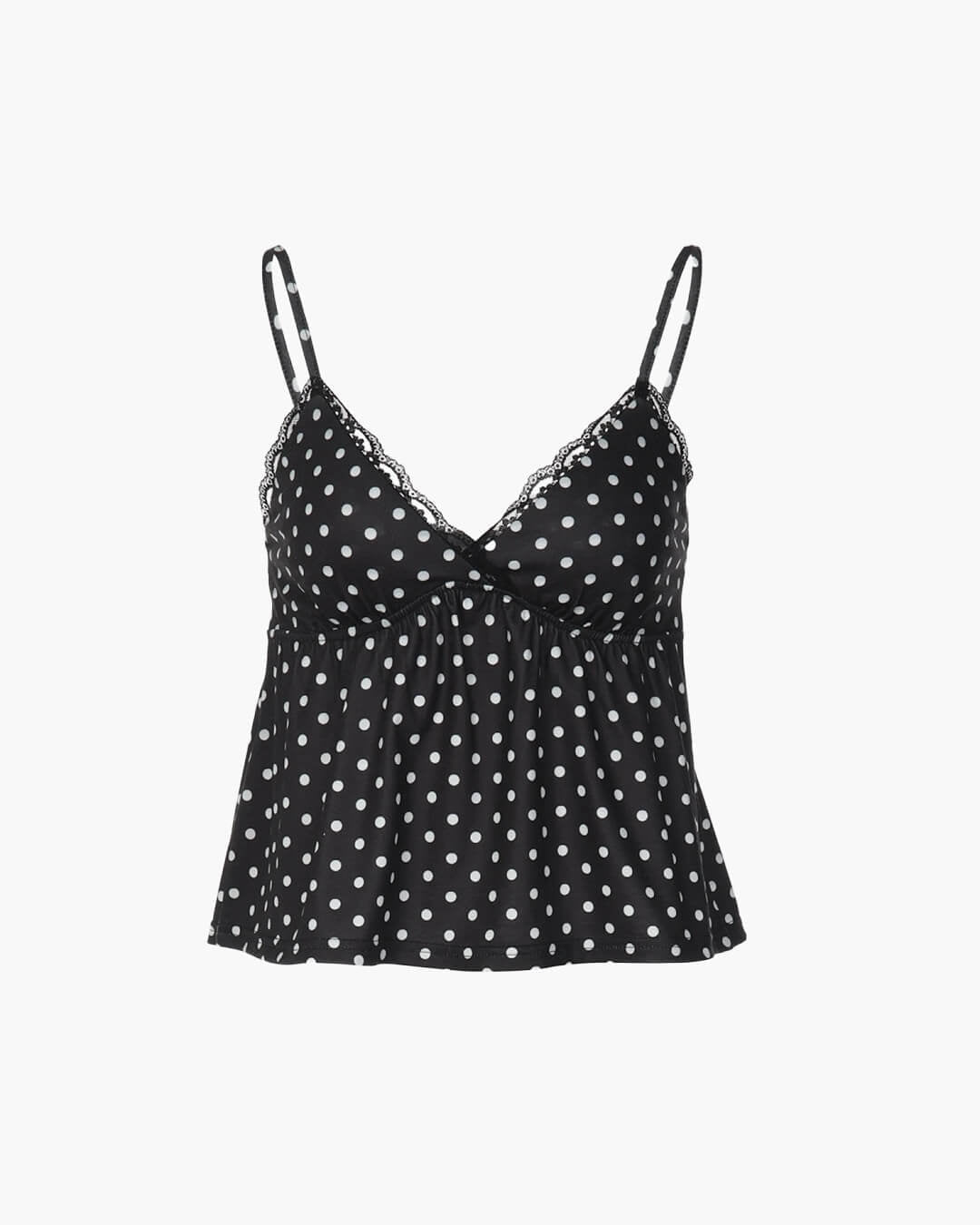 Audrey Dot Print Lace Trim Camisole - Women's Everyday Fashion Top