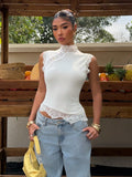 Hanna Lace Trim Sleeveless Top - Women's Everyday Fashion Top - Image 3