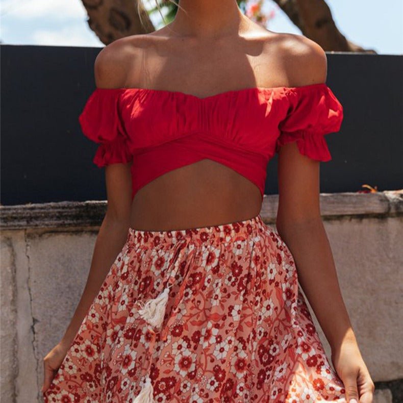 Celeste Women's Puff Sleeve Crop Top - Flowy Cropped Blouse - Image 7