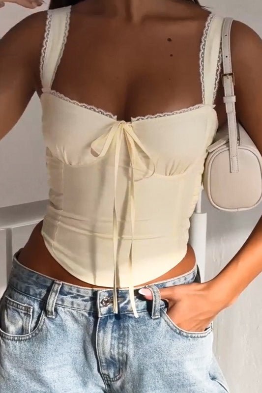 Celeste Lace Trim Cami Top - Women's Everyday Fashion Top - Image 9