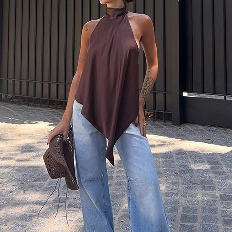 Elina Backless Halter Top - Women's Everyday Fashion Top - Image 3