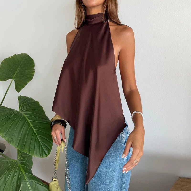 Elina Backless Halter Top - Women's Everyday Fashion Top - Image 4