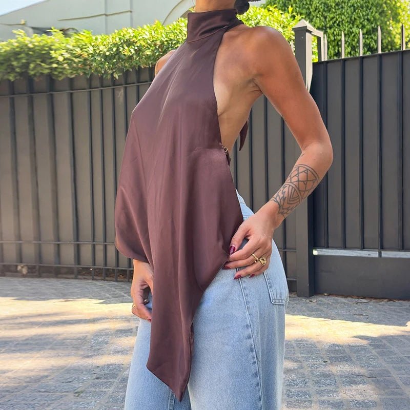Elina Backless Halter Top - Women's Everyday Fashion Top - Image 5
