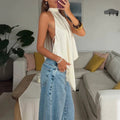 Elina Backless Halter Top - Women's Everyday Fashion Top - Image 2