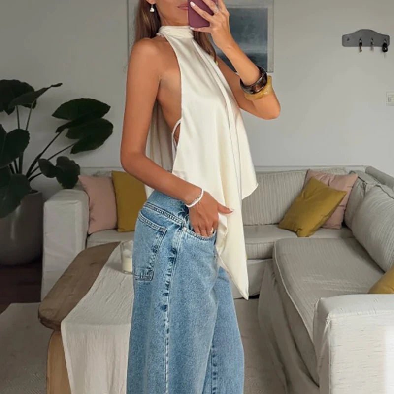 Elina Backless Halter Top - Women's Everyday Fashion Top - Image 2