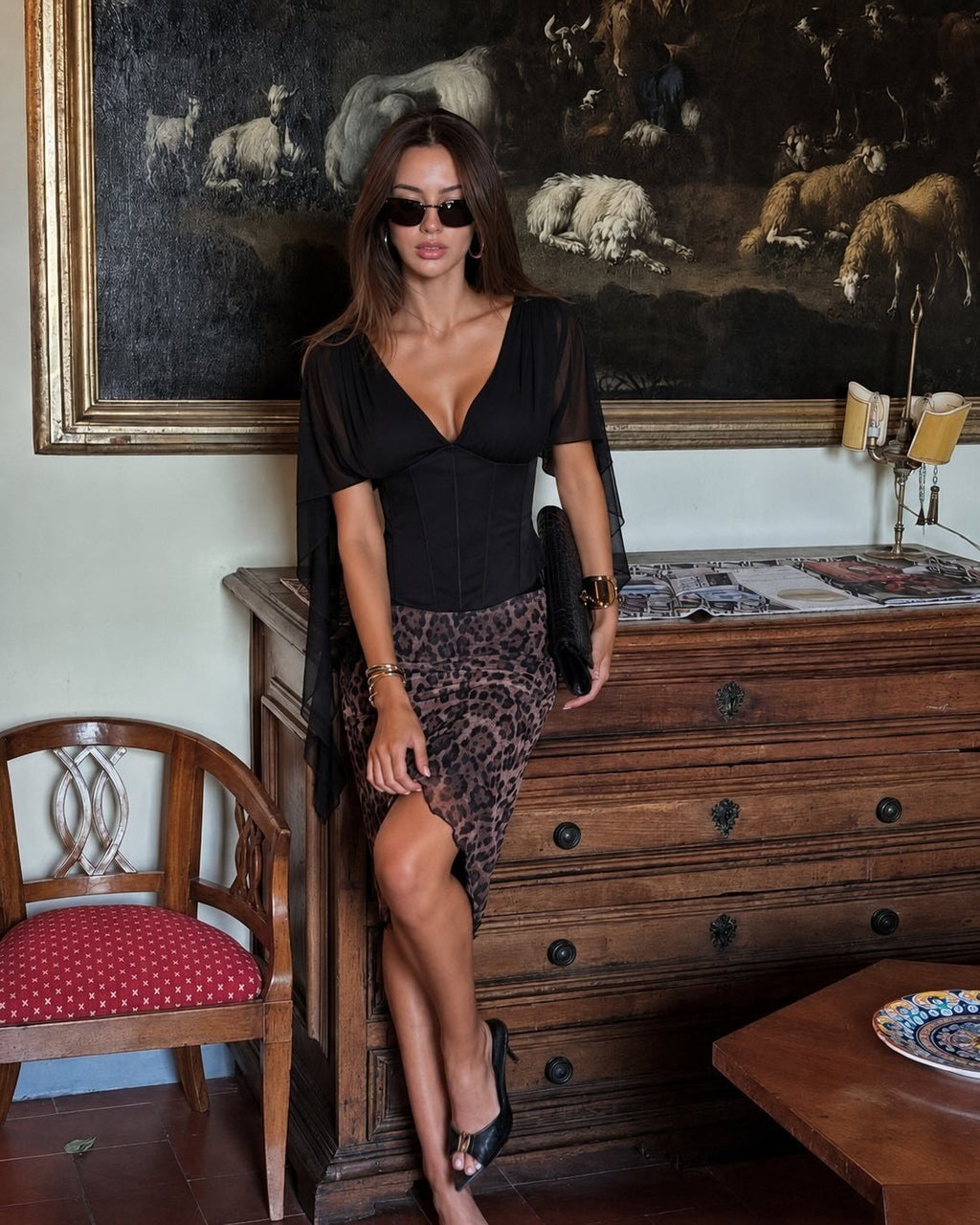 Valerie Chiffon Bell Sleeves Corset Top - Women's Everyday Fashion Top