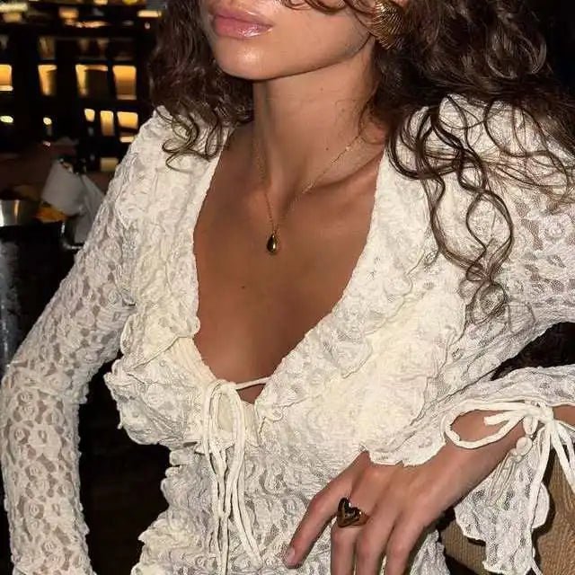 Mary Layered Lace Collar Top - Women's Everyday Fashion Top - Image 6