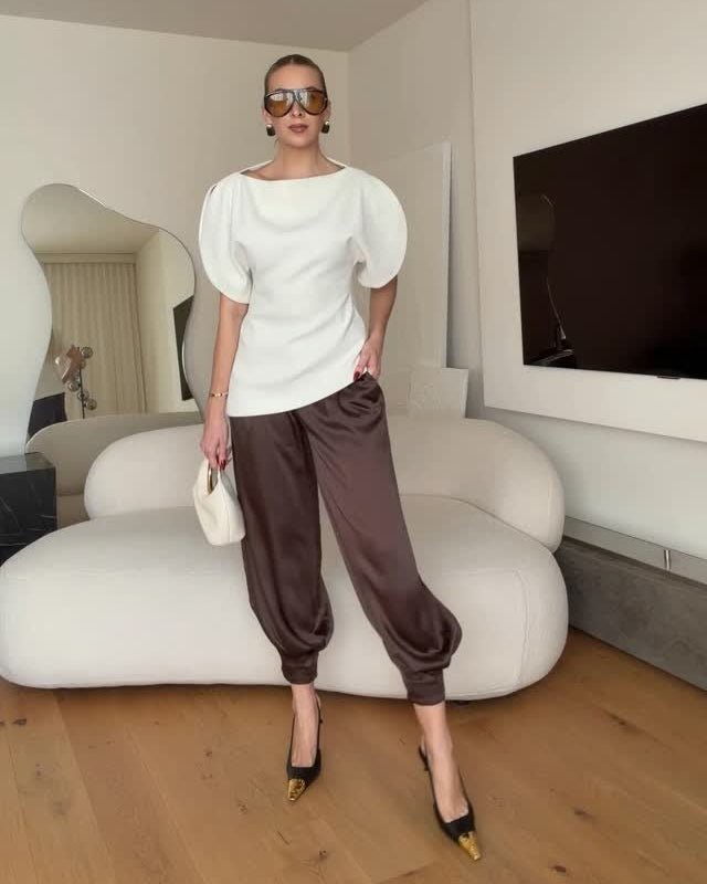 Sienna Tricot Balloon Sleeve Top - Women's Everyday Fashion Top - Image 3