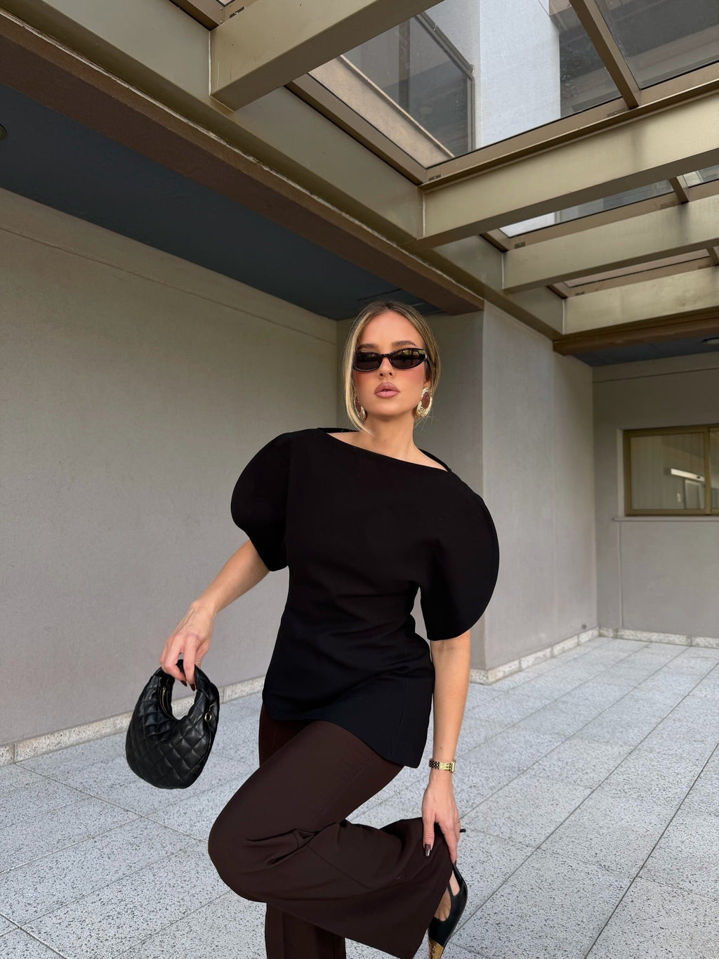 Sienna Tricot Balloon Sleeve Top - Women's Everyday Fashion Top - Image 11