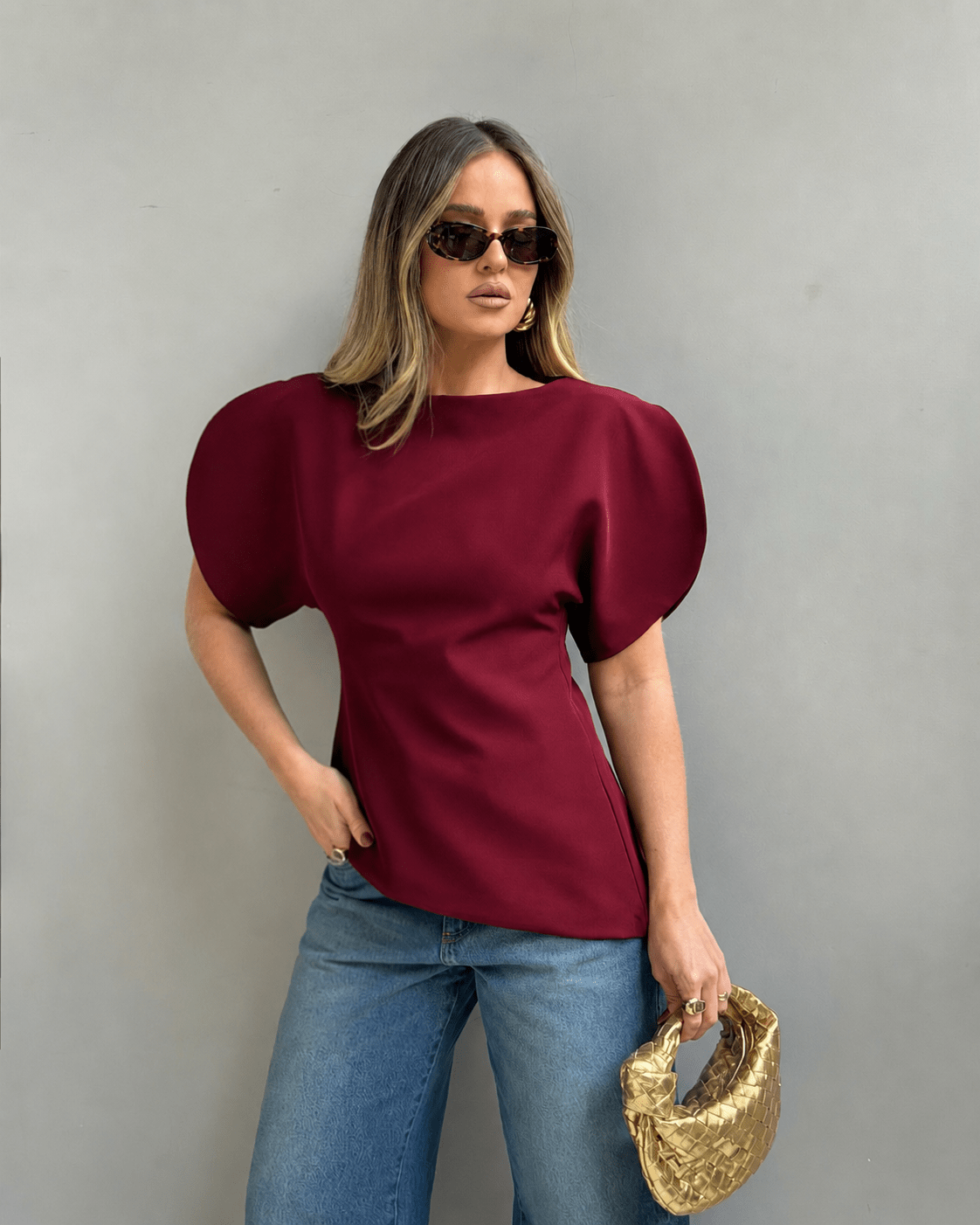 Sienna Tricot Balloon Sleeve Top - Women's Everyday Fashion Top - Image 15