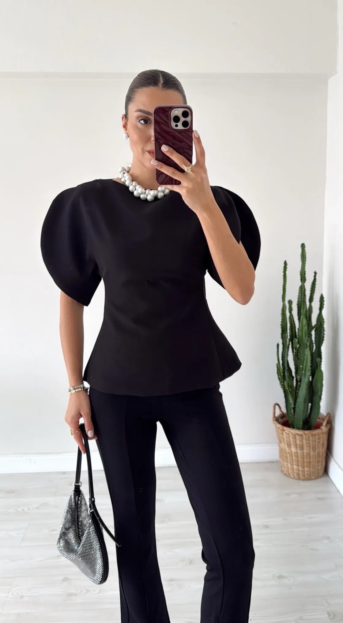 Sienna Tricot Balloon Sleeve Top - Women's Everyday Fashion Top - Image 16