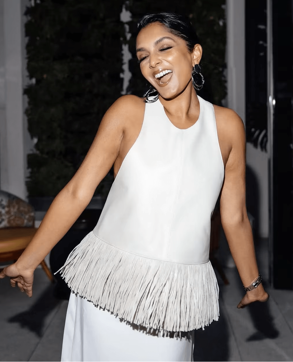 Sierra Faux Leather Fringe Halter Top - Women's Everyday Fashion Top - Image 4