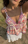 Agrafena Embroidered Boho Tassel Tie Cami Top - Women's Everyday Fashion Top - Image 2