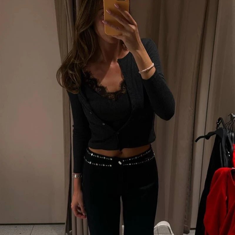 Ada Paneled Lace Trim Top - Women's Everyday Fashion Top - Image 10