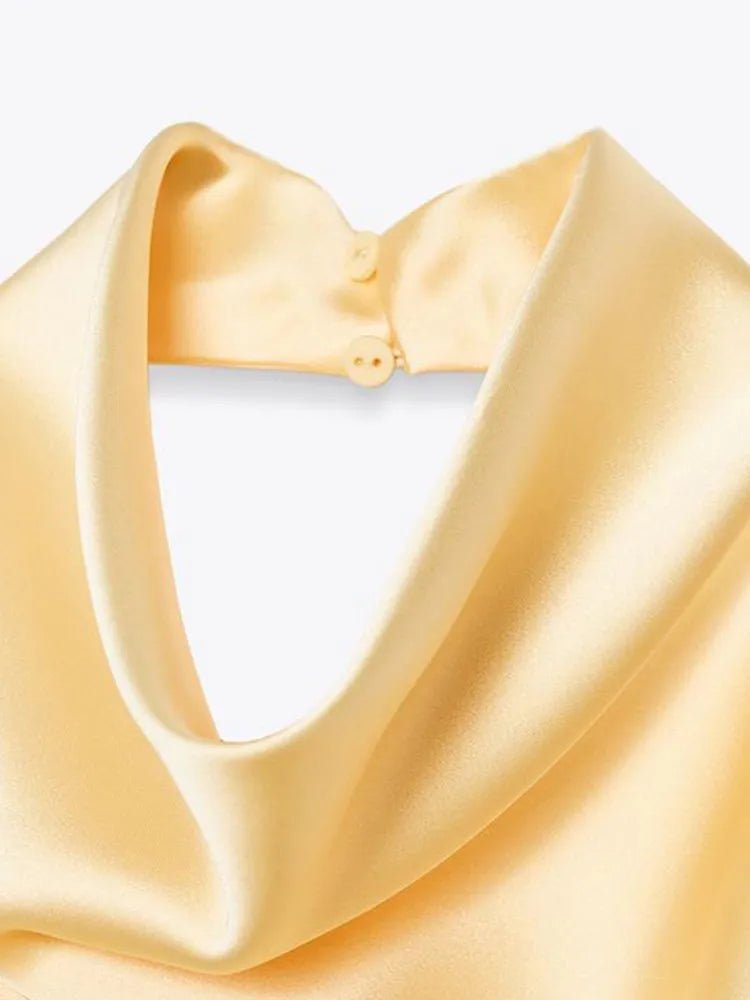 Anastasia Halter Backless Satin Top - Women's Everyday Fashion Top - Image 15