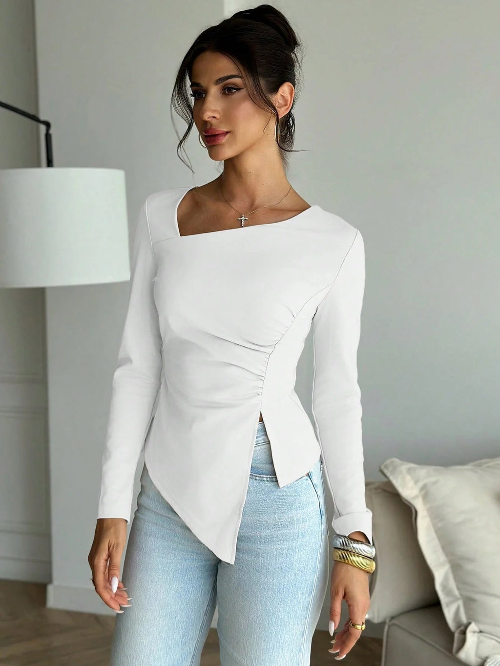 Annie Asymmetrical Long Sleeve Top - Women's Everyday Fashion Top - Image 8