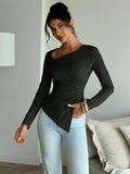 Annie Asymmetrical Long Sleeve Top - Women's Everyday Fashion Top