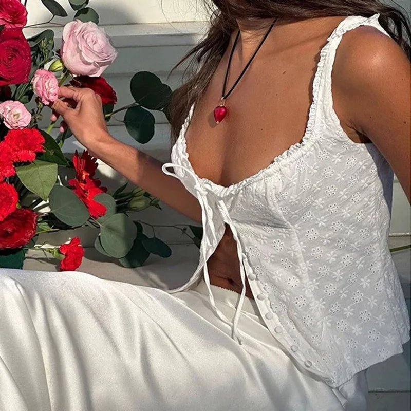 Araceli Lace Up Tank Top - Women's Everyday Fashion Top - Image 4