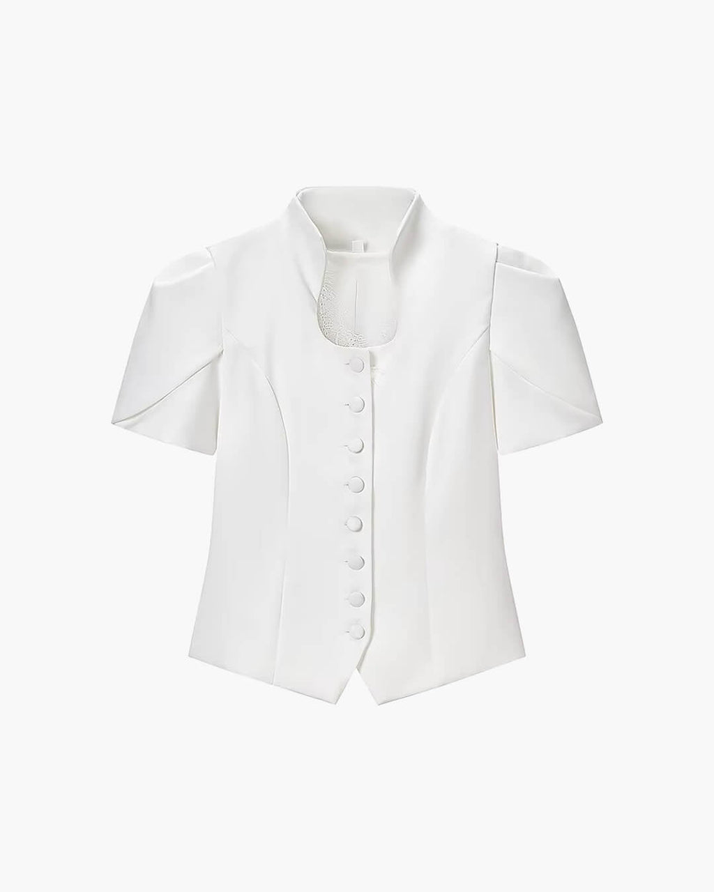 Gloria Button Front Stand Collar Top - Women's Everyday Fashion Top - Image 10
