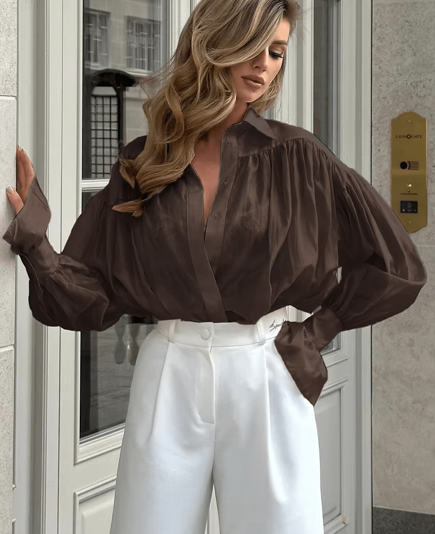 Brielle Button Down Sheer Blouse - Women's Everyday Fashion Top - Image 4