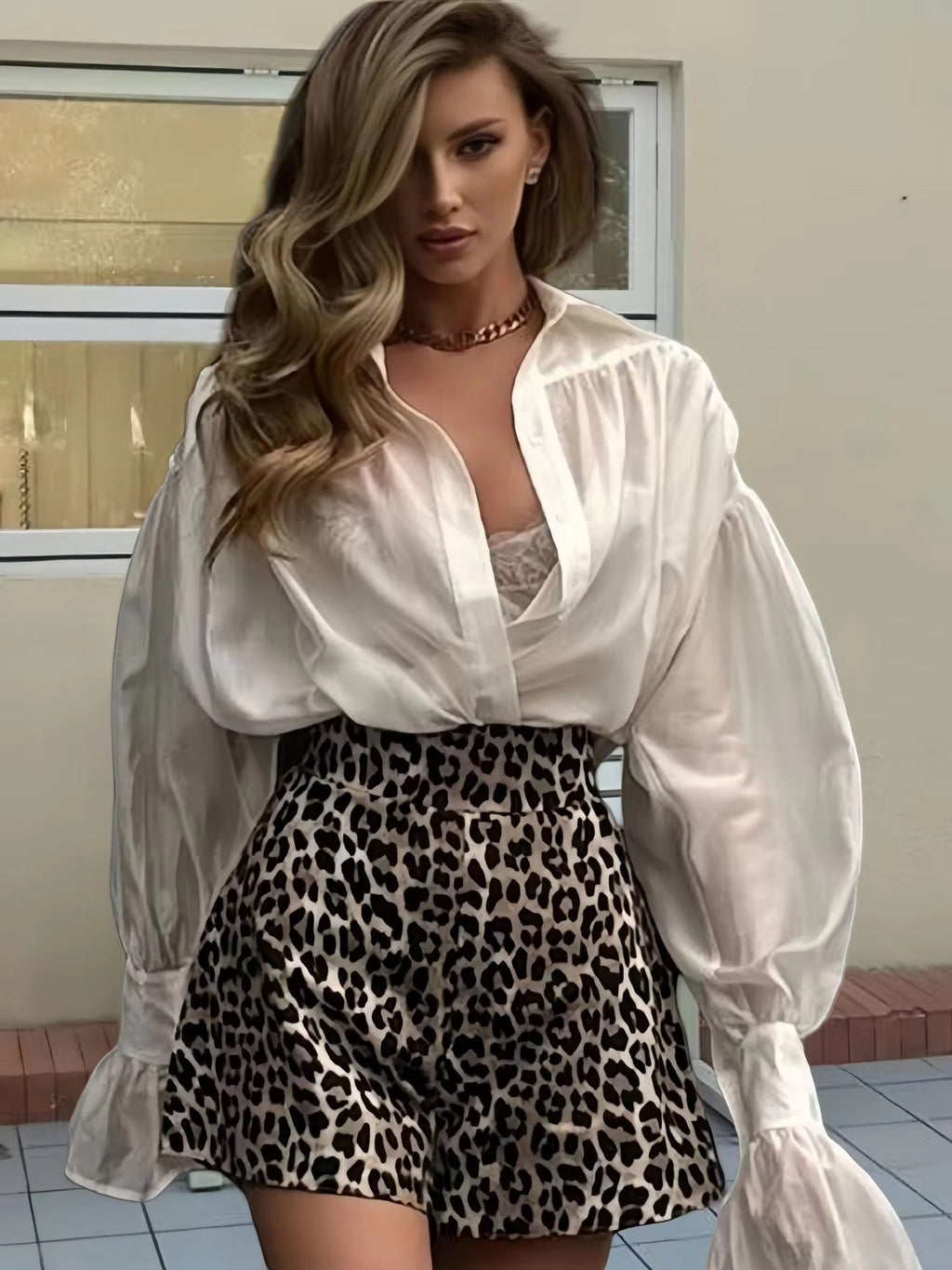 Brielle Button Down Sheer Blouse - Women's Everyday Fashion Top