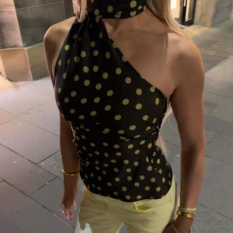 Brielle Polka Dot Halter Neck Blouse - Women's Everyday Fashion Top - Image 4