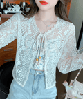 Camila Crochet Drawstring Beach Cover-Up - Women's Everyday Fashion Top