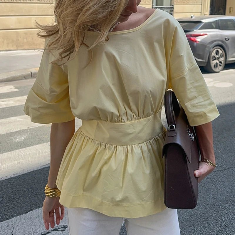 Cecile Ruffled Backless Blouse - Women's Everyday Fashion Top - Image 3