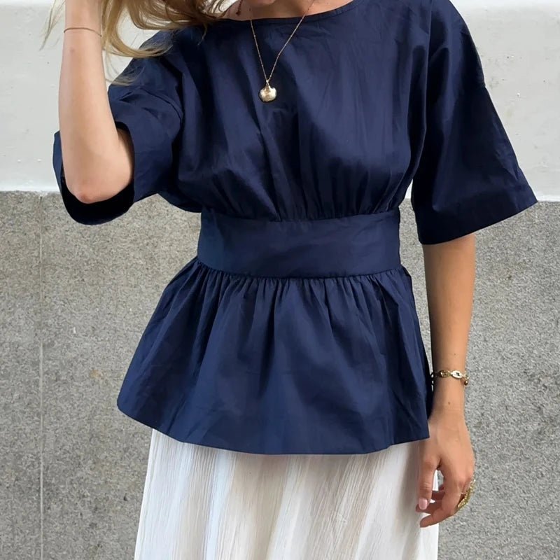 Cecile Ruffled Backless Blouse - Women's Everyday Fashion Top - Image 5