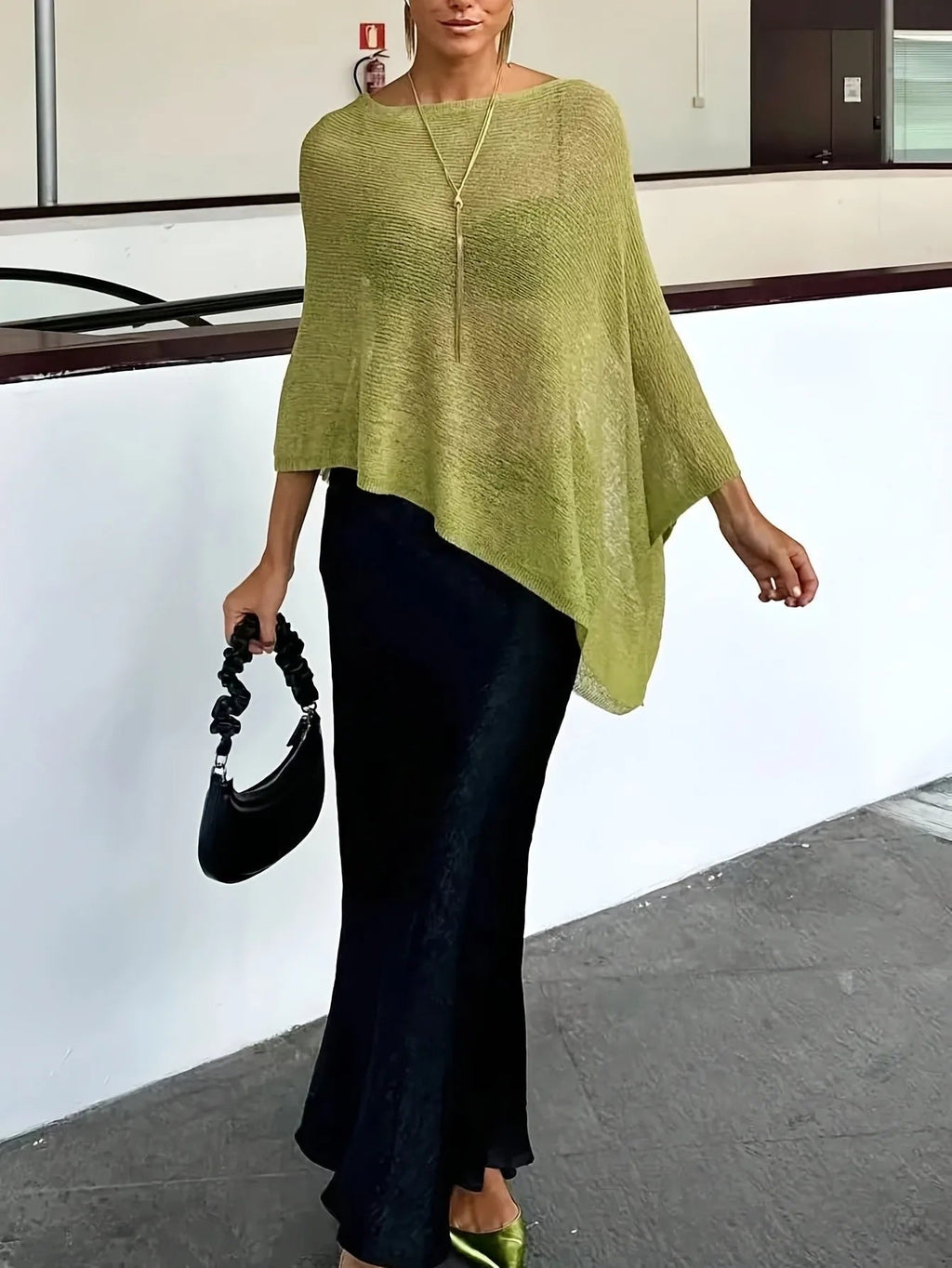 Celeste Batwing Knitted Shawl Top - Women's Everyday Fashion Top - Image 3