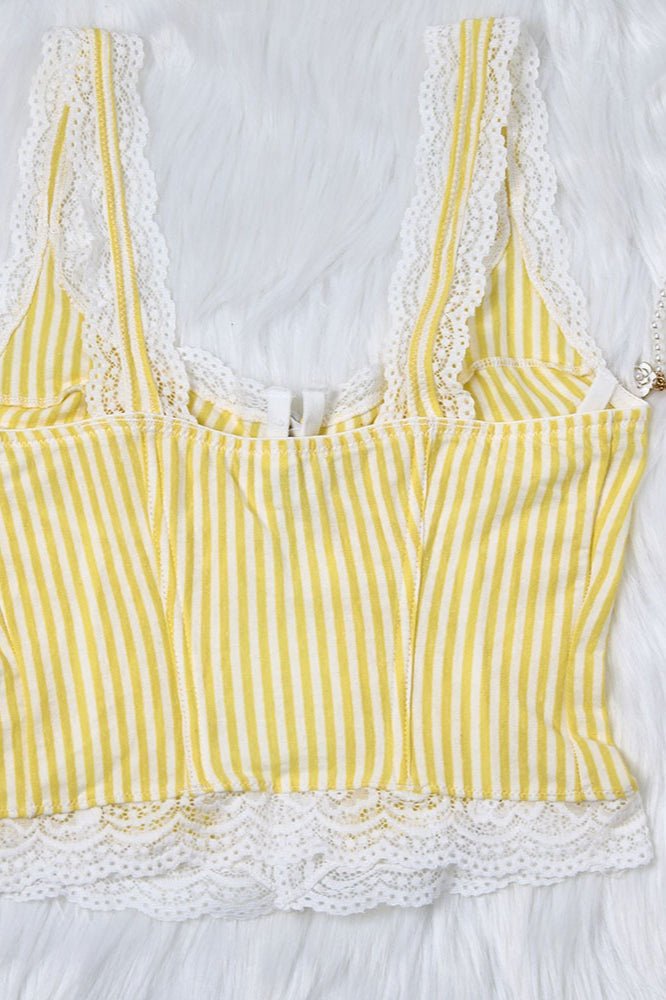 Agda Ruffled Stripe Lace Tank Top - Women's Everyday Fashion Top - Image 21