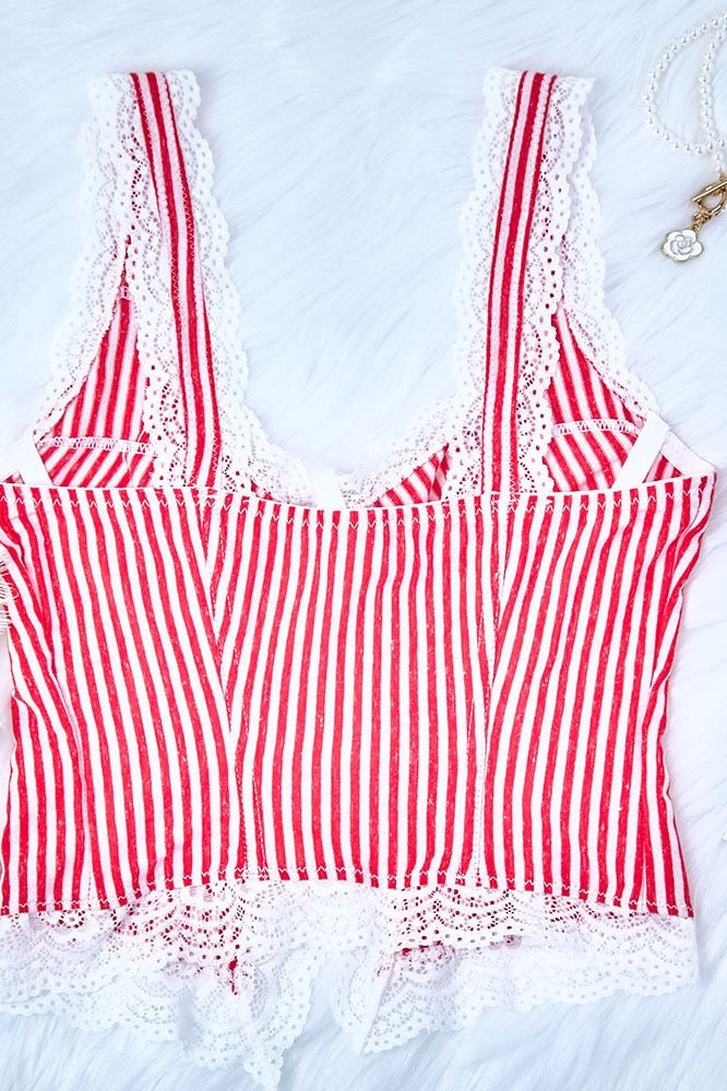 Agda Ruffled Stripe Lace Tank Top - Women's Everyday Fashion Top - Image 16