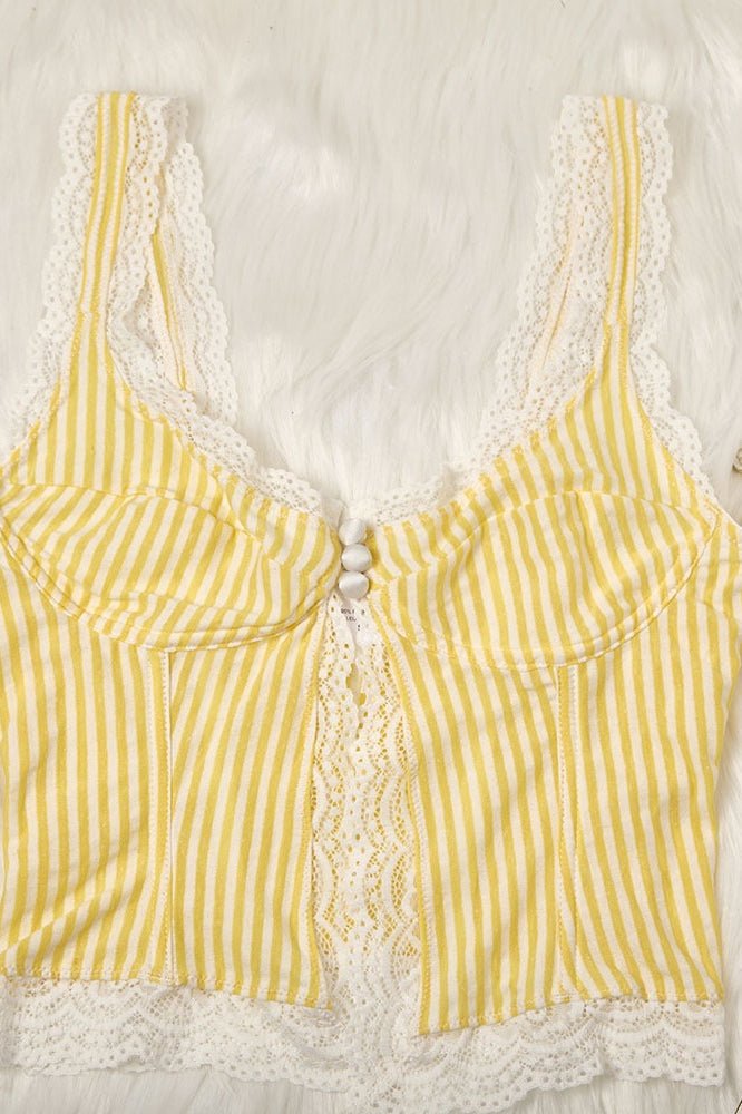 Agda Ruffled Stripe Lace Tank Top - Women's Everyday Fashion Top - Image 20