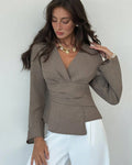 Chantelle Asymmetric Flare Sleeve Blouse - Women's Everyday Fashion Top