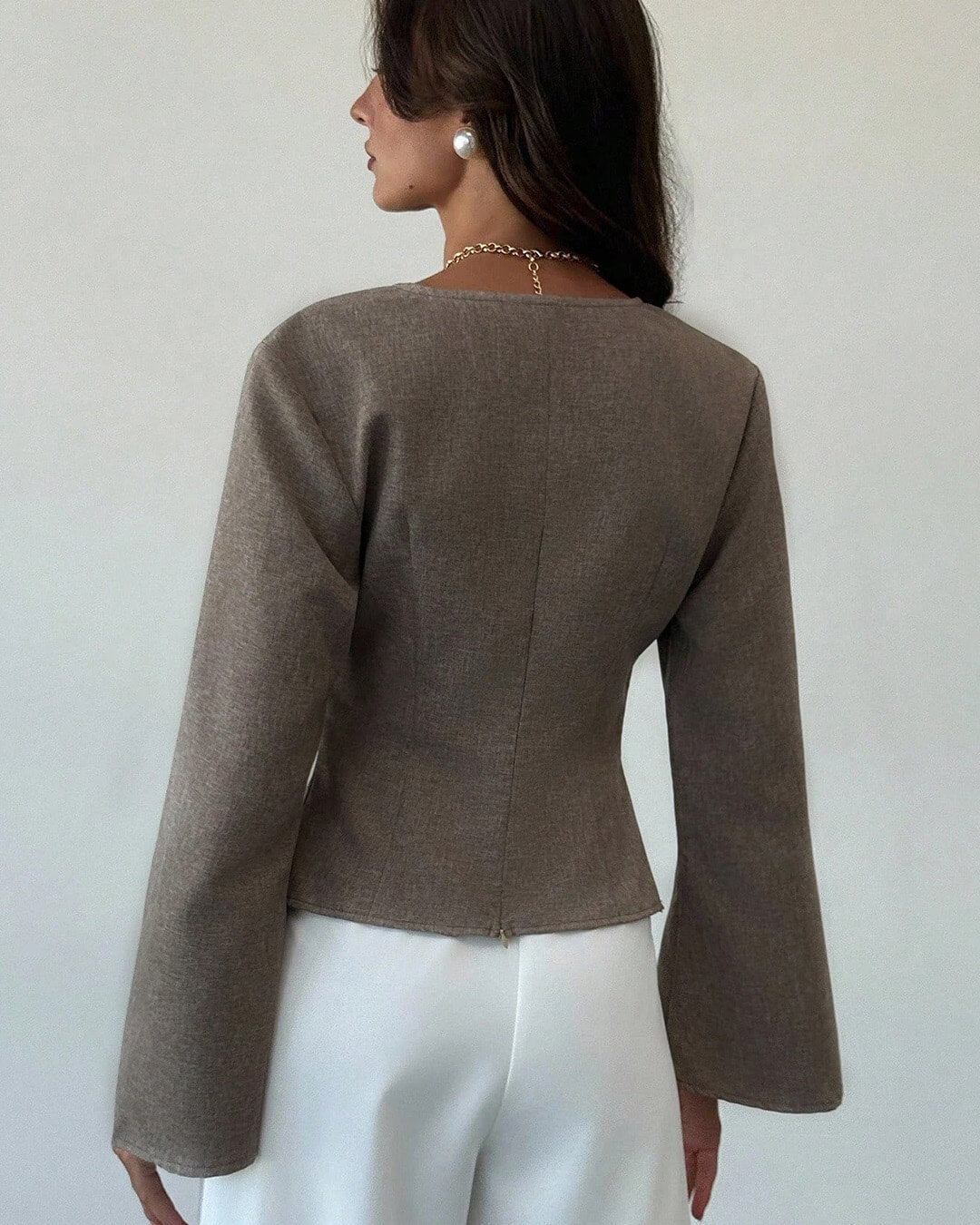 Chantelle Asymmetric Flare Sleeve Blouse - Women's Everyday Fashion Top - Image 4