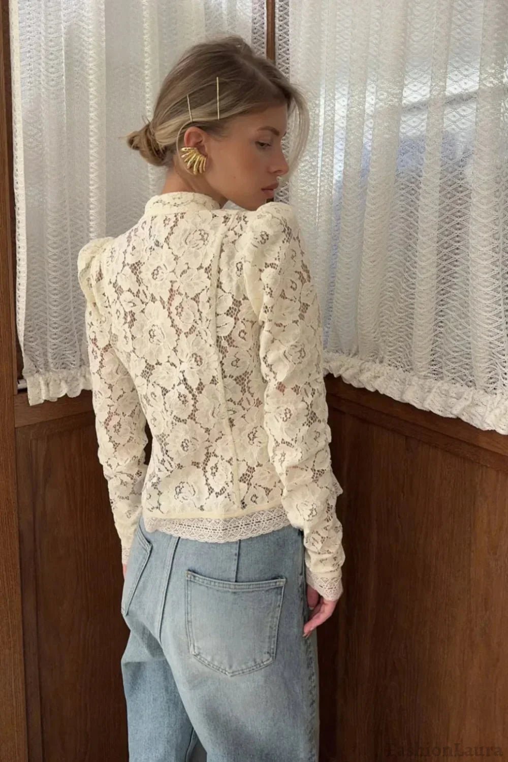 Claire Elegant Lace Blouse - Women's Everyday Fashion Top - Image 7