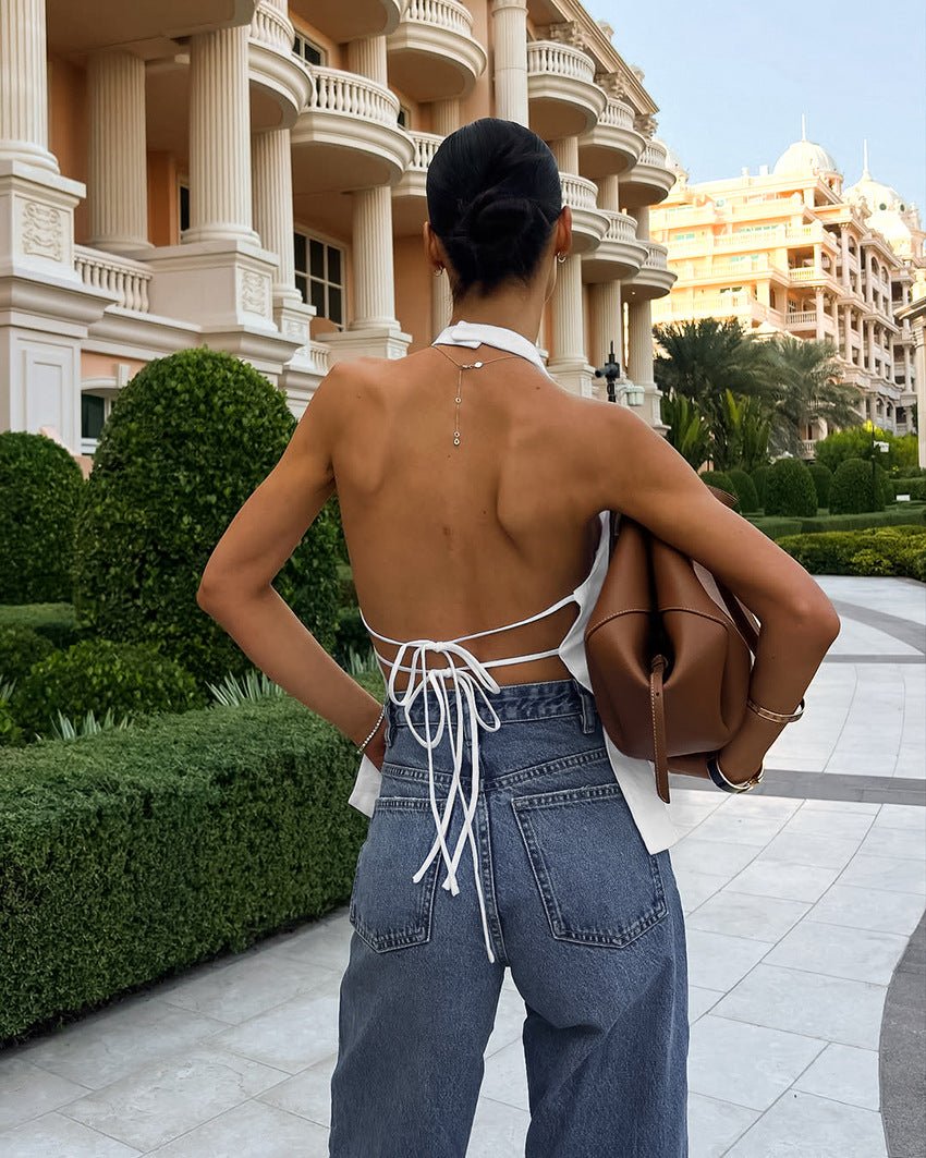 Daphne Halter Neck Backless Top - Women's Everyday Fashion Top - Image 2