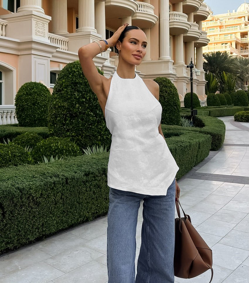 Daphne Halter Neck Backless Top - Women's Everyday Fashion Top