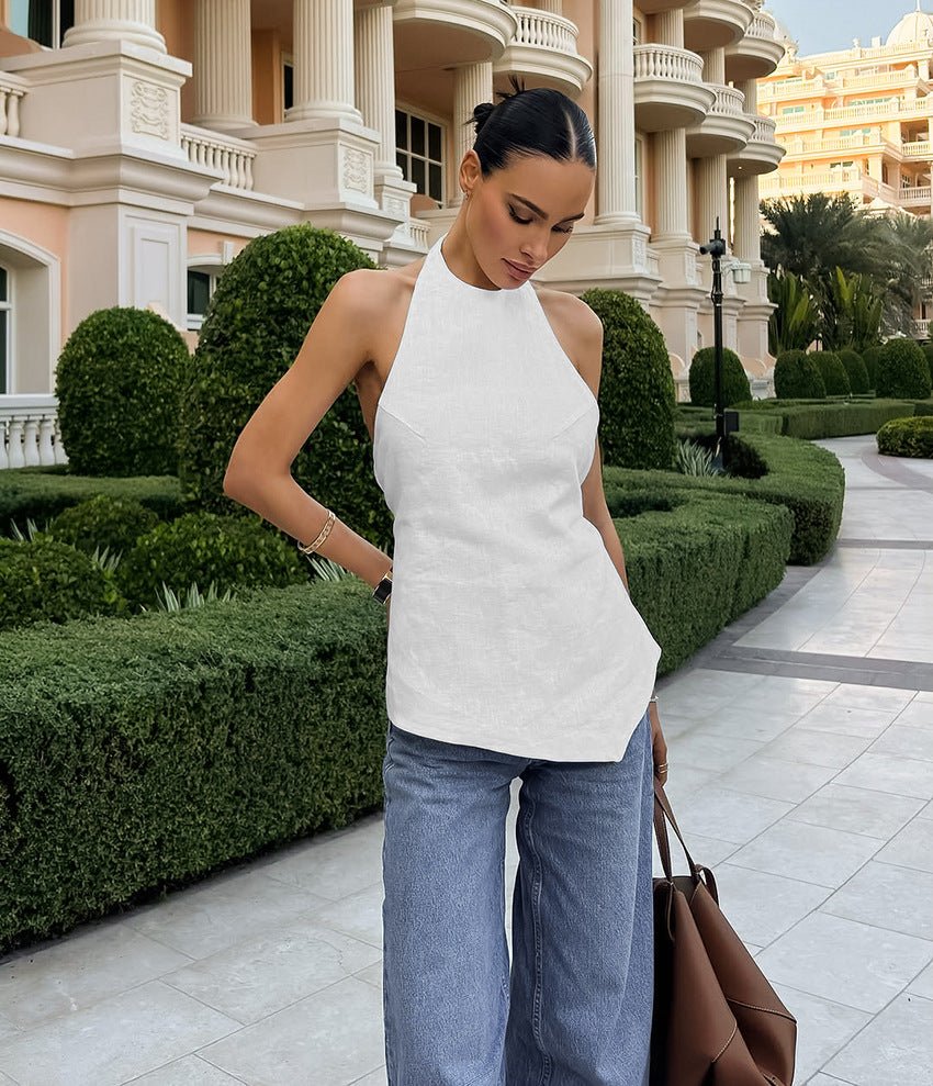 Daphne Halter Neck Backless Top - Women's Everyday Fashion Top - Image 3