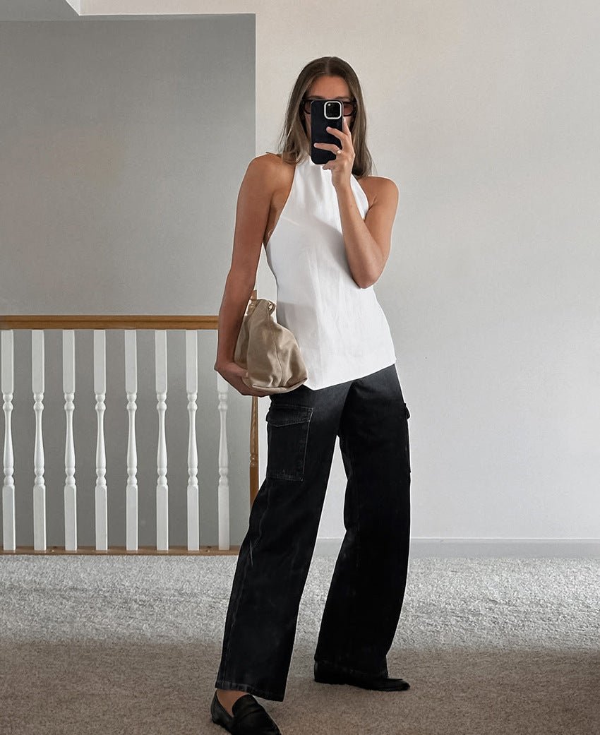 Daphne Halter Neck Backless Top - Women's Everyday Fashion Top - Image 7