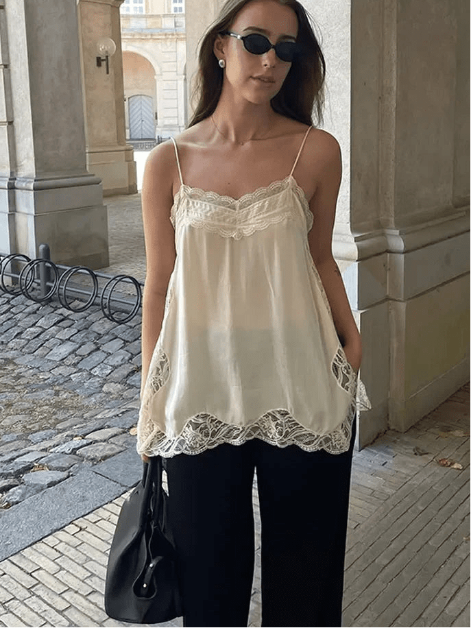 Sia Lace Trim Cami Top - Women's Everyday Fashion Top - Image 4