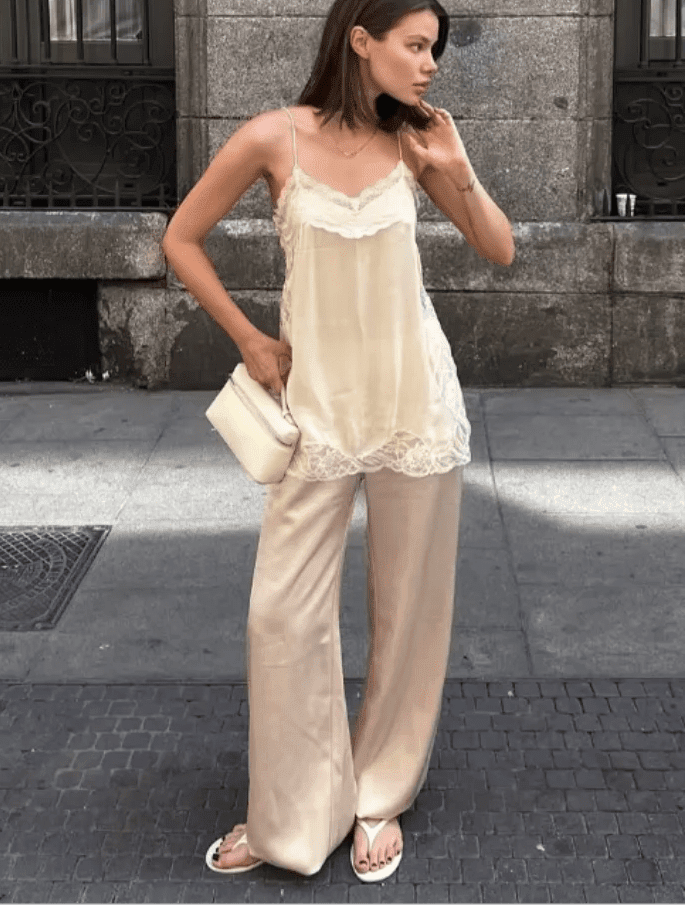 Sia Lace Trim Cami Top - Women's Everyday Fashion Top - Image 3