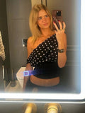 Dianne Skew Collar Polka Dot Top - Women's Everyday Fashion Top