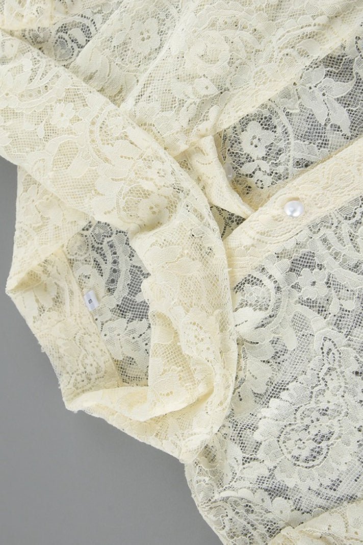 Dunja Sheer Lace Tie Blouse - Women's Everyday Fashion Top - Image 17
