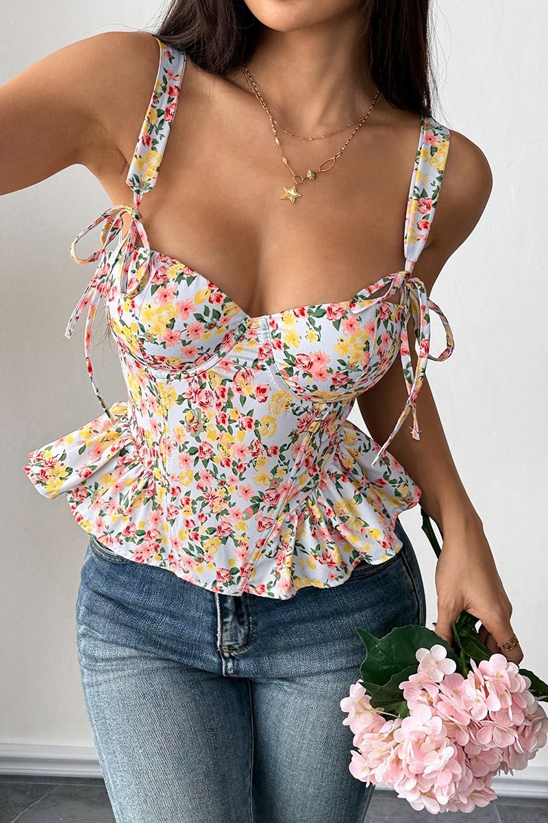 Elara Floral Peplum Tank Top - Women's Everyday Fashion Top - Image 6