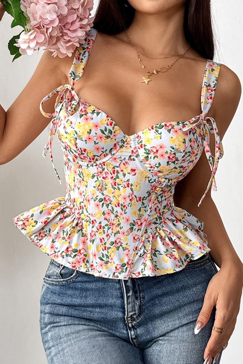 Elara Floral Peplum Tank Top - Women's Everyday Fashion Top - Image 7