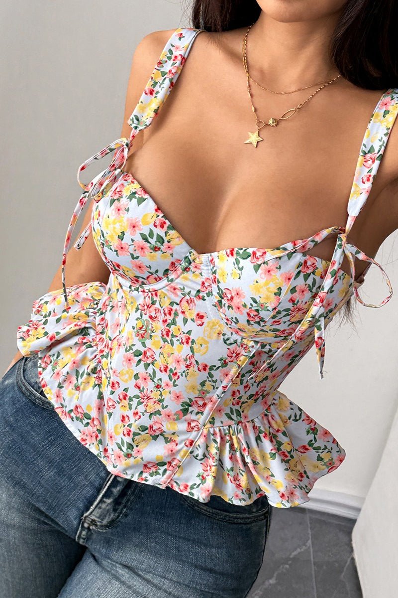 Elara Floral Peplum Tank Top - Women's Everyday Fashion Top - Image 5