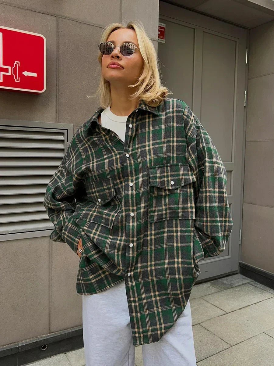Emma Loose Checked Blouse - Women's Everyday Fashion Top - Image 6