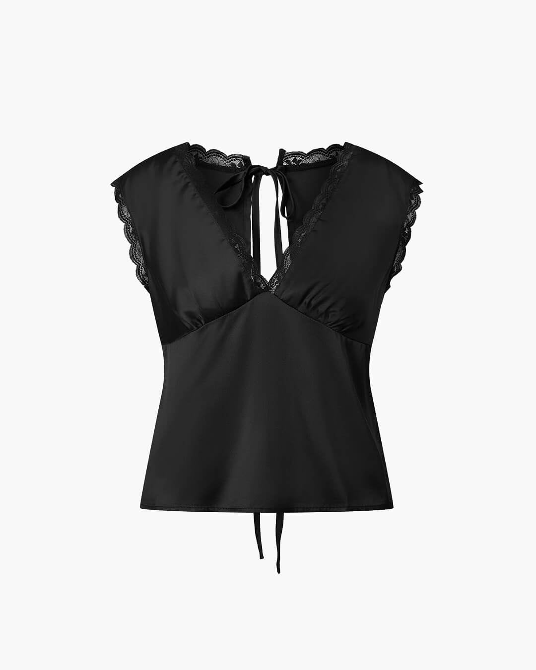 Francesca Deep Neck Satin Top - Women's Everyday Fashion Top - Image 4
